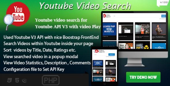 Youtube Video Search - Youtube API V3 Based PHP Script
